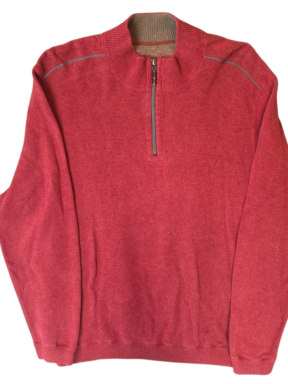 Tommy Bahama Flipshore Reversible Half-Zip Sweatshirt Burgundy Red Men's Large